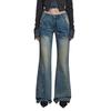 American Retro Distressed Washed Low-Waist Micro Flare Jeans