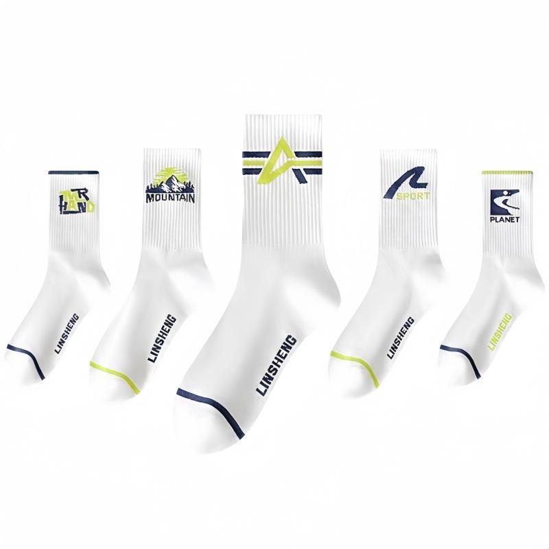 2024 Men's Mid-Calf Odor-Resistant Cotton Basketball Socks - White, Teen Style