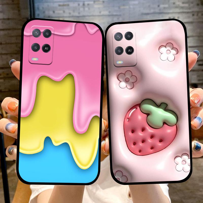 Чехол для Oppo A54 4G Черный Силиконовый Мягкий ТПУ Ударопрочный Чехлы для Телефона Для Oppo A54 Расписная Крышка Телефона CPH2239 Защитные Fundas