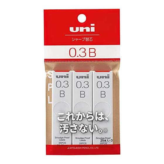 Карандаш Mitsubishi Pencil Uni Механический стержень 0,3 мм B 3 шт. ULS03253PB Черный - Не размазывается, для четких, темных линий, устойчив к маркерам,