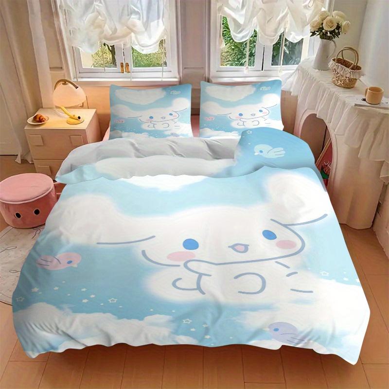 3pcs Love Cinnamoroll Sanrio Print Cover Set Ultra Soft, Breathable, and Comfortable Bedding with Stylish Design for Bedroom and Guest Room Decor