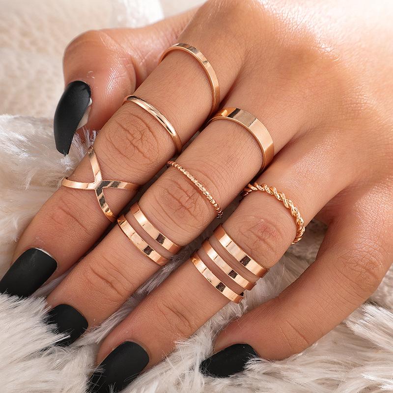 Simple Knuckle Midi Ring Set Vintage Plated Women/Girl Finger Stackable Rings Set DIY Jewelry Gifts