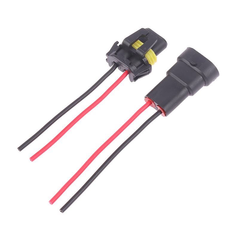 1/2PCS 9005 Single Slot Bulb Socket With 10CM Wire - Waterproof Headlight And Fog Lamp Male Plug Adapter For Automotive Use