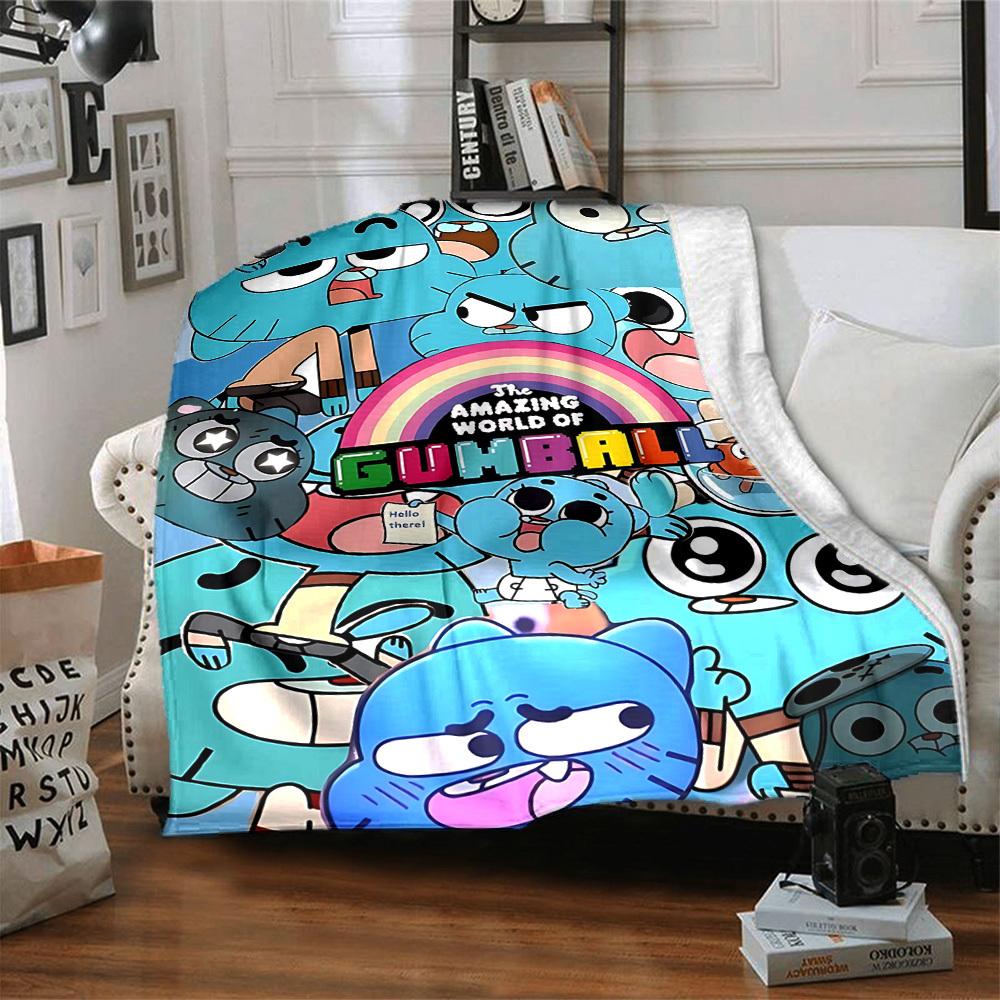 1pc Gumball World Cozy Print Blanket Lightweight Warm Flannel Throw Blanket For Sofa, Bed, Living Room