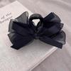 1pc Ultra-fantasy Black Mesh Bow Hair Clip, for Back of Head, for Thick Hair, Elegant Shark Clip