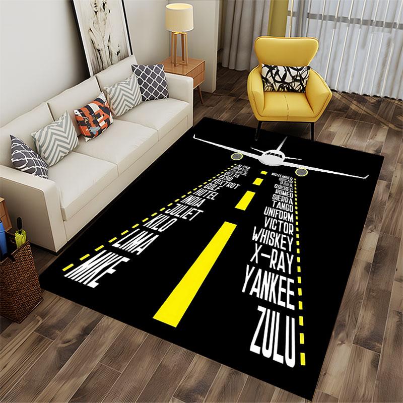 Aircraft Runway Design Carpet suitable as a non-slip mat for the living room or bedroom sofa