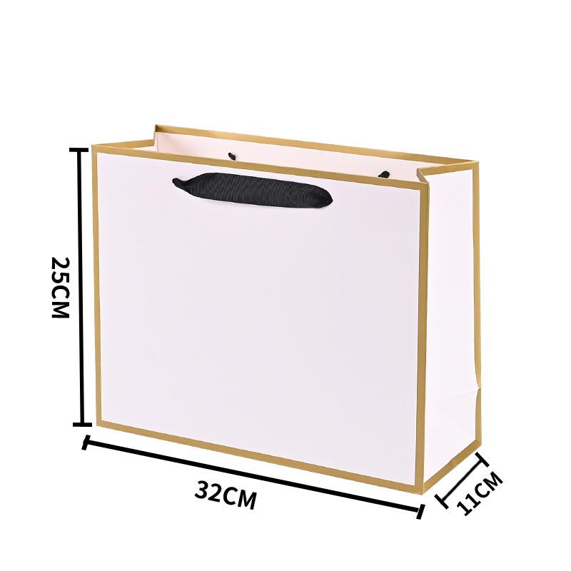 Golden Border Tote Pouches Paper Bag with Handle DIY Crafts Clothing Gift Box Sacks Black Border Birthday Christmas Wedding and Bridesmaid Gift Bags