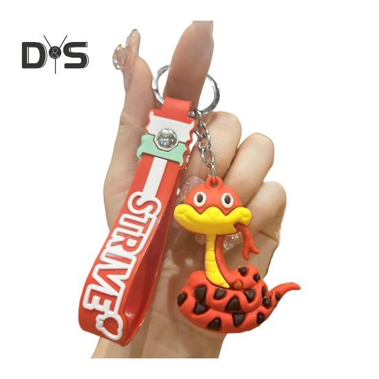 Cool Keychain PVC Snake Charm Decorative Keyring with Lanyard Car Handbag Backpack Phone Luggage Accessories