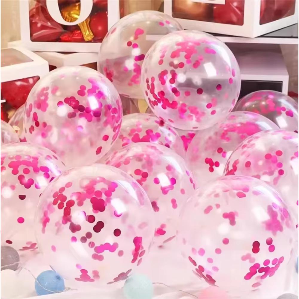 50PCS Macaron Pink & Purple Balloon Set - Metallic & Confetti Balloons for Weddings, Birthdays, Indoor & Outdoor Party Decoratio