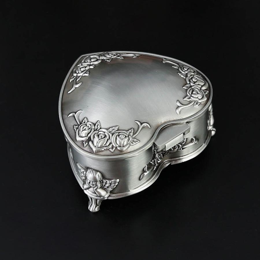 Европейский стиль антикварная жестяная форма сердца цветок розы шкатулка для украшений шкатулка для украшений принцессы золото и серебро украшения клапан для украшений пылезащитная шкатулка для украшений