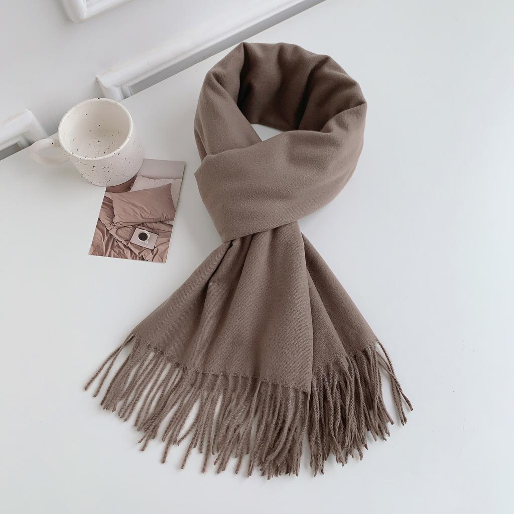 34 цвета, зима 2024, новый высококачественный искусственный кашемировый кисточкой однотонный шарф для женщин, универсальный темпераментный платок-шарф