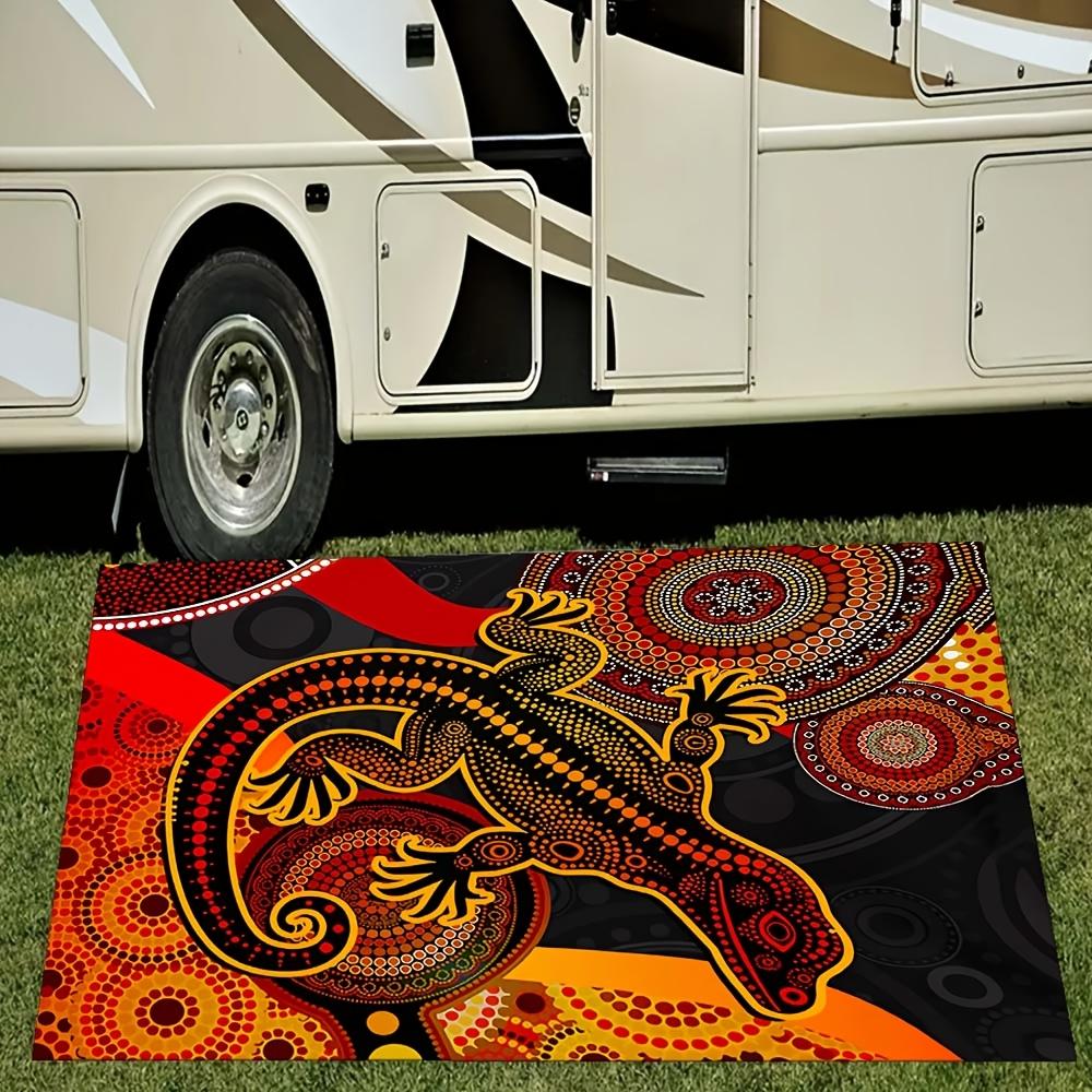 Lizard Print Outdoor Rug - Decorative Polyester Floor Mat for Patio, Camping, Living Room & Bedroom