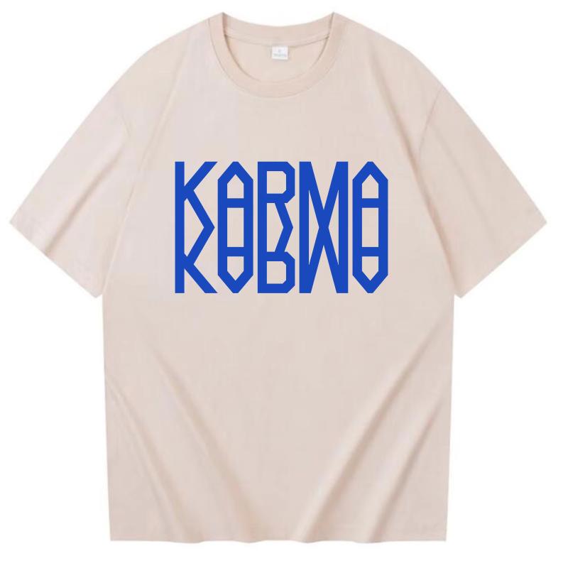 Винтажная K-POP футболка 4-й альбом KARMA Мужская Женская С круглым вырезом Хлопковые футболки SK Короткий рукав Уникальная одежда Топы