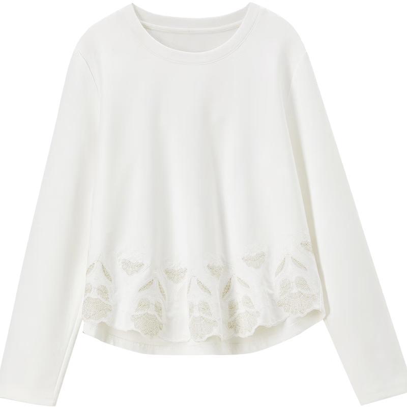 Elegant Embroidered Knit Cotton T-Shirt