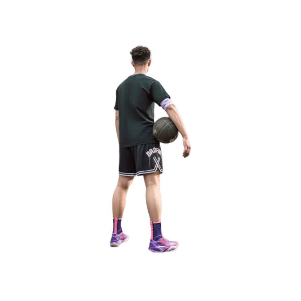 Li-Ning Anti-Five Series Color Block Lace-Up Letter Quick-Dry Basketball Shorts Men Shorts Blue AAPU111-8