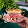 Retro Ceramic Coffee Cup Exquisite Latte Cup Light Luxury Bone China Cup Saucer With Spoon Gold Handle Afternoon Tea Cup