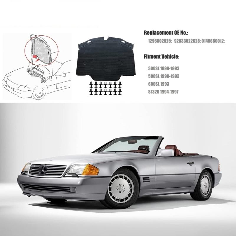 Изоляционная накладка на капот автомобиля для R129 SL320 SL500 SL600 300SL 500SL 600SL 1296802025 92833022628 0140680012 Тепловой коврик