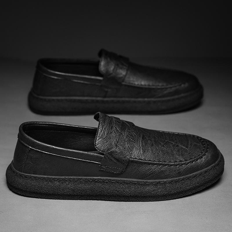 Модные весенне-осенние кожаные лоферы слипоны модная обувь для улицы, повседневная классика, дышащие, для вождения, мужская обувь, мокасины