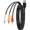 For TV/PC/DVR Male To Female Jack Adapter Line USB To 3 RCA Cable AV Composite Audio Video Cord