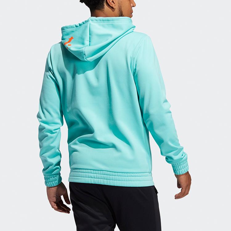 Adidas Свободный спортивный пуловер с капюшоном и принтом, баскетбольный повседневный спортивный пуловер, мужские топы с длинными рукавами, изумрудно-зеленый H13714