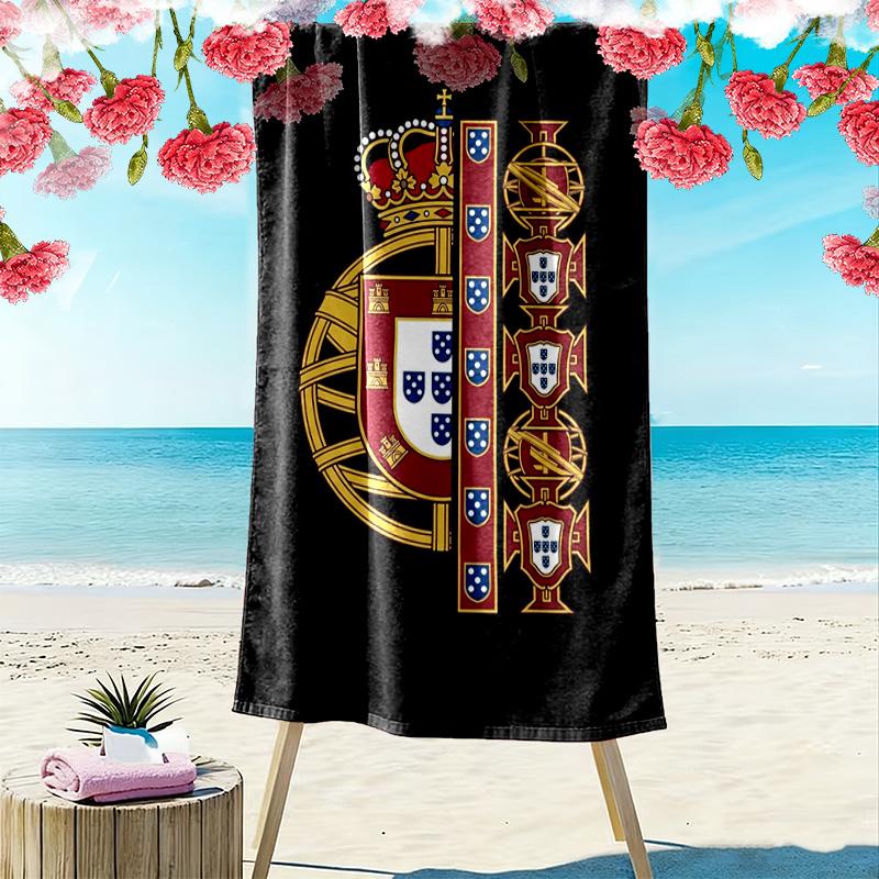 Portuguese Heritage Emblem beach towel Outdoor camping soft swim Outdoor pool towel Absorbent bath towel printing Comfort Travel and vacation towels