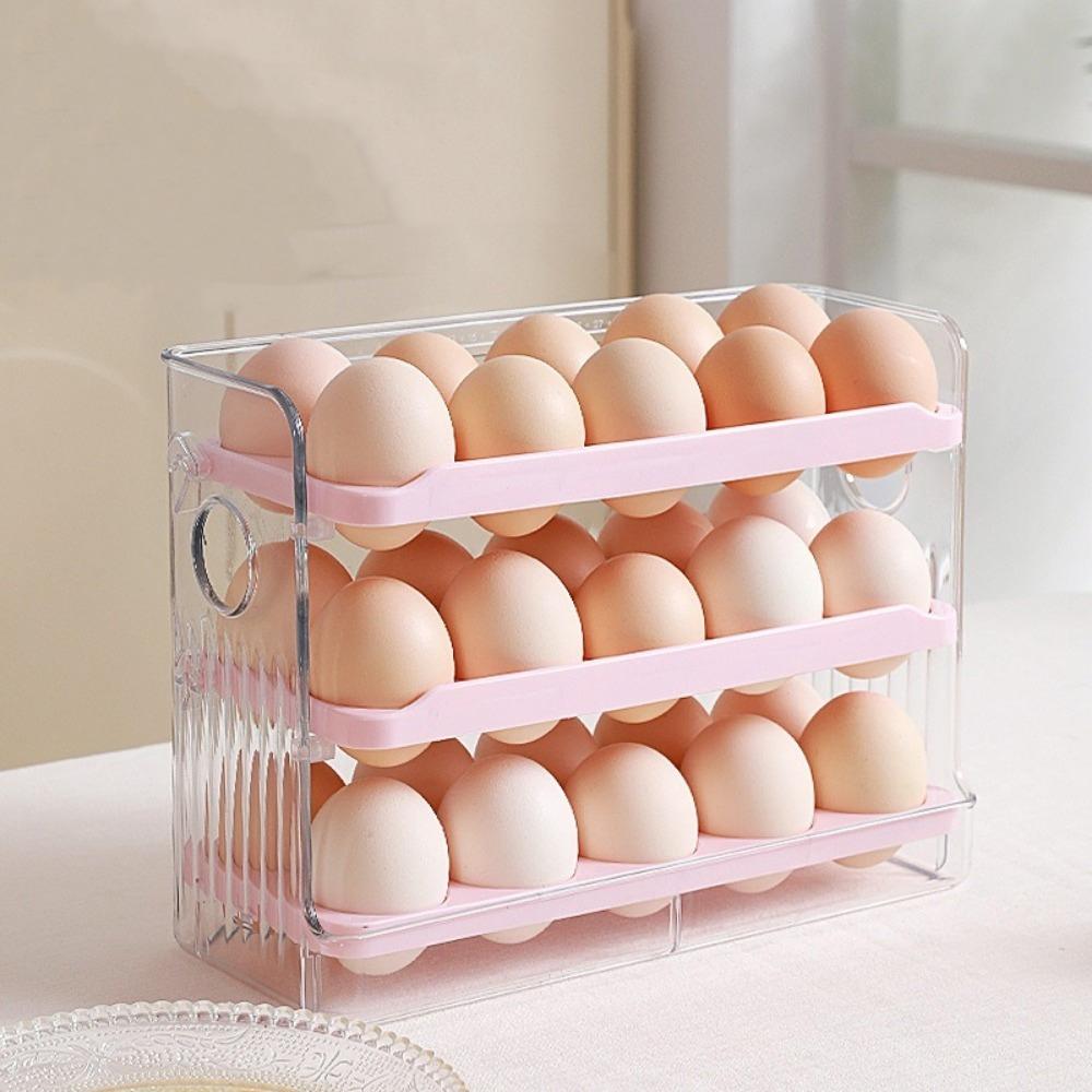 Plastic Egg Storage Box Space Saving Egg Storage Tray Durable Egg Container Refrigerator
