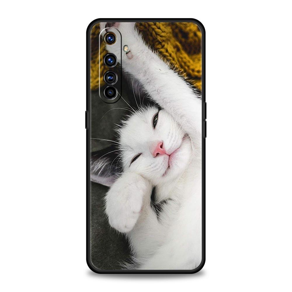 Милый спящий котенок Чехол для телефона Для Realme 12 11 10 9 8 5G 7 6 GT5 GT3 GT2 Pro Plus C21 C25 C35 Для Realme GT Neo 2 3 3T 5 Чехол
