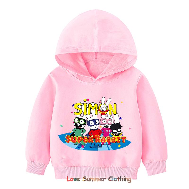 Толстовка с капюшоном Simon Super Rabbit, симпатичная мультяшная толстовка для мальчиков и девочек, детский пуловер, повседневный мягкий кавайный топ на осень