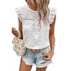 Hollow Out Breathable Pullover Women's Casual Loose Lotus Leaf Sleeveless T-shirt