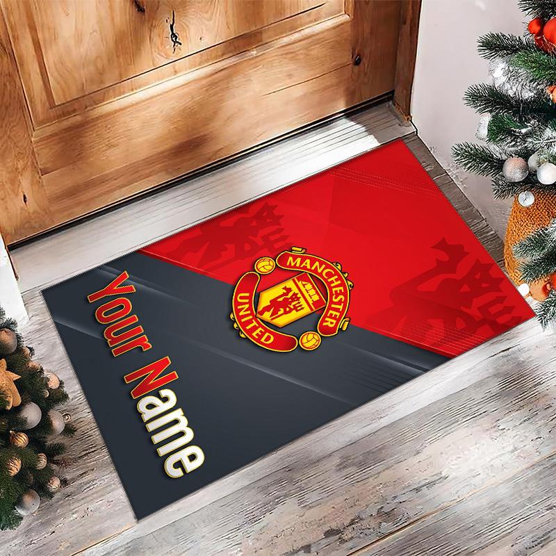 Manchester United Printed Crystal Velvet Rug Non‑Slip Crystal Velvet Carpet For Sofa Bedroom Indoor Home Decoration