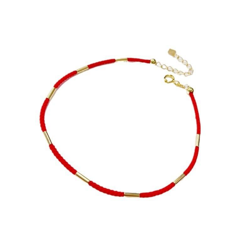 Настоящий золотой красный нитяной браслет 18 карат для Женщин Fine Jewelry Роскошный Высококачественный Модный Фестивальный Высокий Браслет