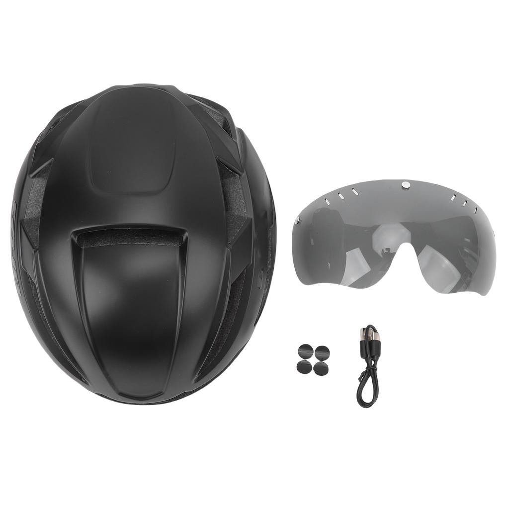 Велосипедный шлем с технологией MIPS, велосипедный шлем со светодиодной подсветкой и очками для горного и шоссейного велосипеда, черный