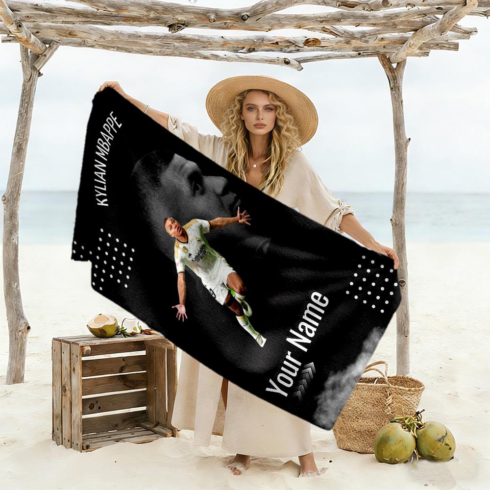 Mbappé Customize Your Name Beach Towel High Absorbency & Quick-Dry Suitable for Sports Travel Swimming Yoga Bathroom Beach And Pool