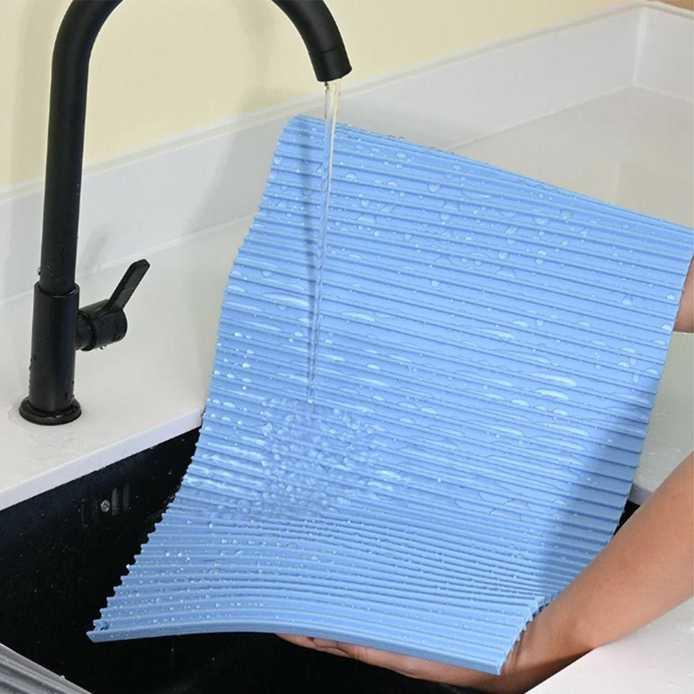 Roll Up Silicone Drying Pad Rectangle Insulation Placemat  Desktop Decoration