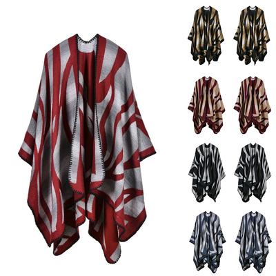 Женское зимнее теплое одеяло с принтом большого размера, накидка, шаль, кардиганы