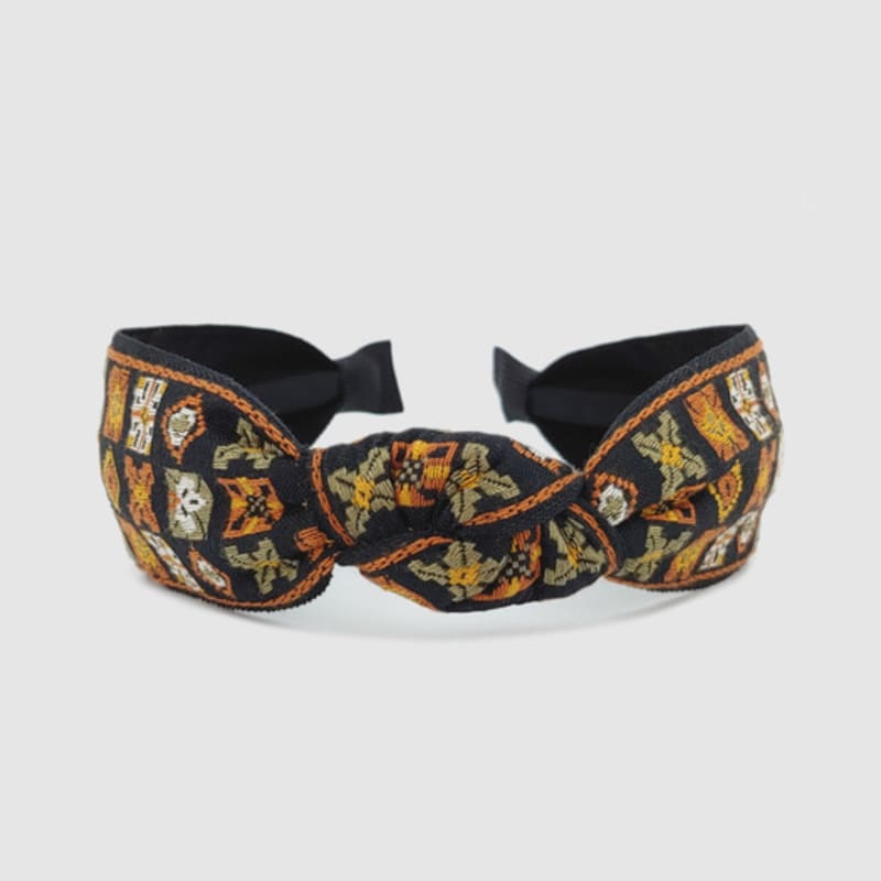 ЛАЛА Геометрическая ромбовидная этническая повязка для волос - Коричневая