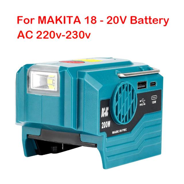 Переменный ток 220 В Для Makita/Ryobi/Bosch/Dewalt/Milwaukee 18 В Литиевая батарея Наружный инверторный генератор 200 Вт Инверторная мощность Светодиод