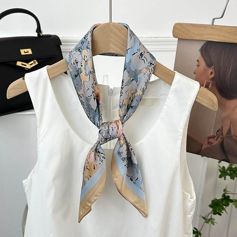 Silk Scarf Neck 70 Square Scarf New Printing Small Fresh Versatile Streamer Neck Protector Scarf Shawl