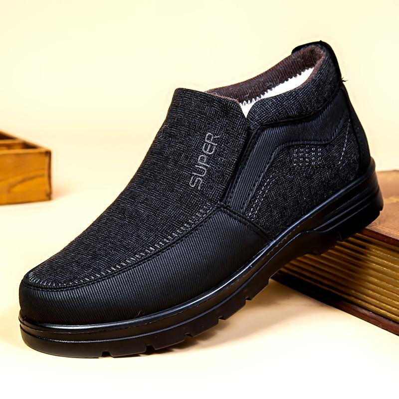 Зимняя мода 2024 года, мягкая подошва, тканевые туфли, кроссовки на платформе, хлопковая обувь, мужские повседневные теплые зимние ботинки, нескользящие ботинки для мужчин