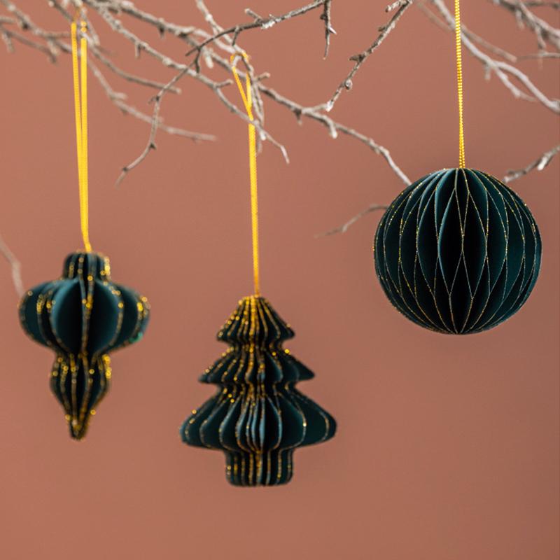 1PC Lantern Elegant Ornament Festive Paper Durable Ornament Classic Christmas Tree Romantic Honeycomb Delicate