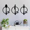 3Pcs/Set Metal Cutlery Wall Decoration Matte Black Spoon Fork Cutter Flatware Wall Art Sculpture Home Living Room Kitchen Wall Decorative Sign