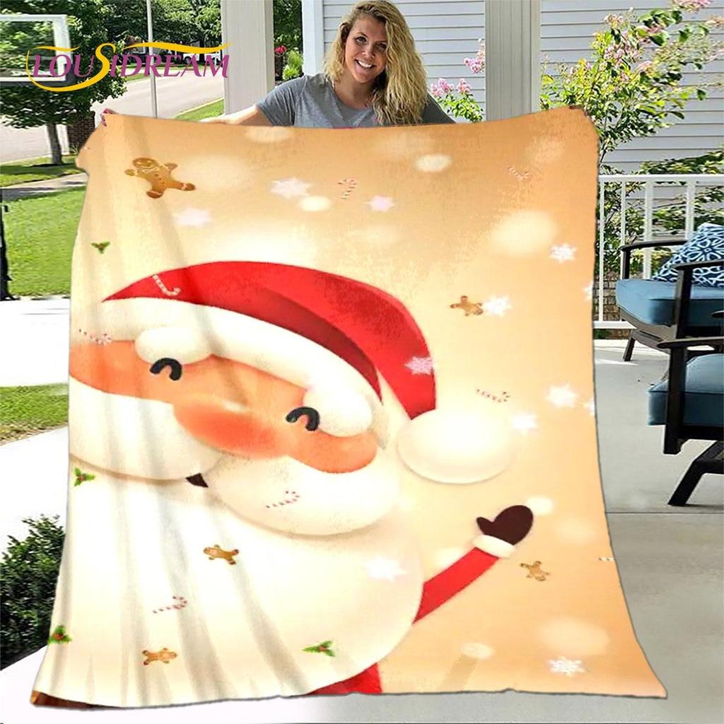 Одеяло с рисунком из мультфильма «С Рождеством и Новым годом», фланелевое одеяло, мягкое теплое одеяло для гостиной, спальни, кровати, дивана, подарок