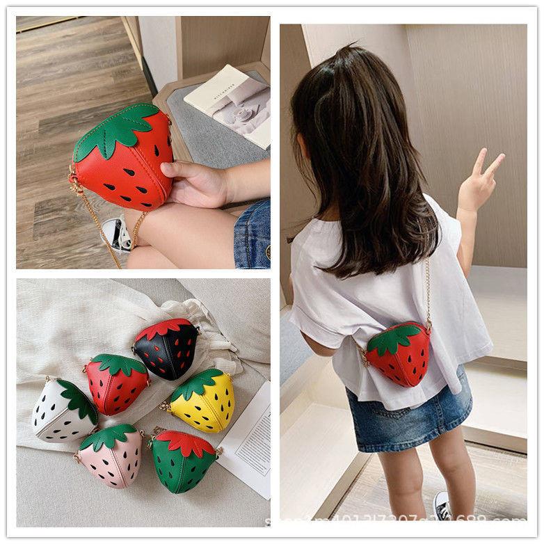 Strawberry Pu Themed Leather Girls Purse Antitheft Shoulder Bag Toddler Gift