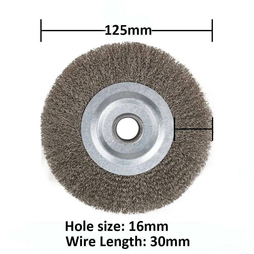 125mm Crimped Wheel Drill Brush Metal Derusting Stainless Steel Wheel Brush Crimped Wire Wheel Brush Polishing Rust Removal Tool