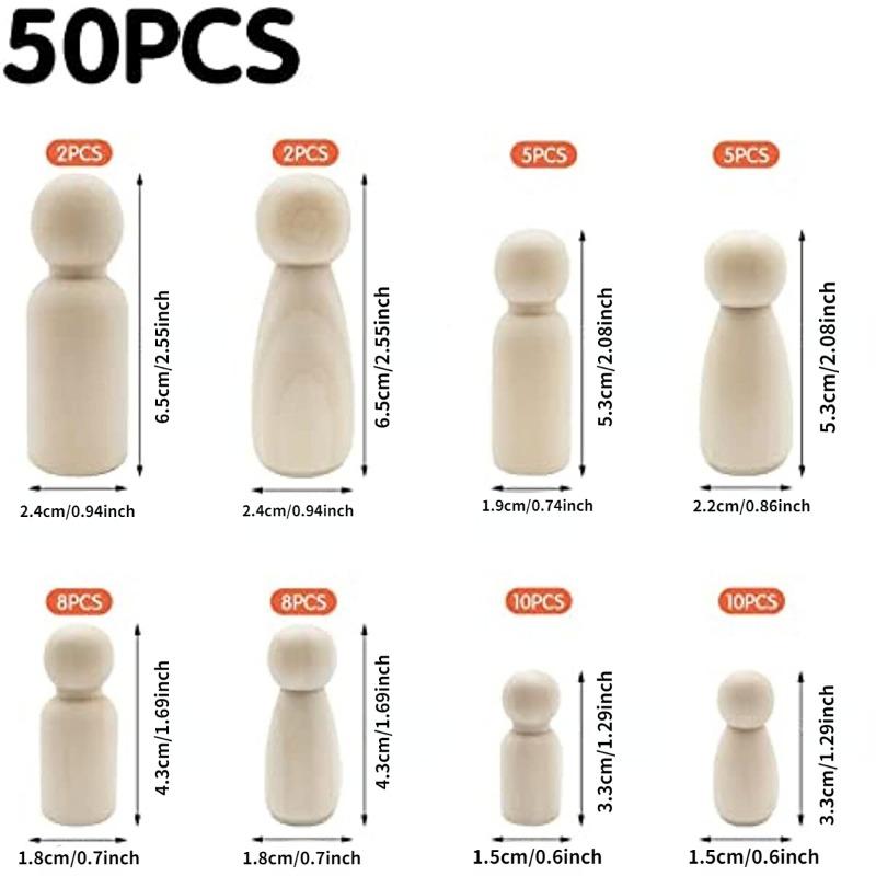 50 шт./кор. расписная деревянная фигурка, деревянные куклы на колышках, 35-65 мм, деревянные декоративные куклы «сделай сам», люди, художественные ремесла, куклы на деревянных колышках