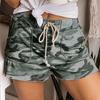 Женские шорты с эластичным поясом и карманами, прямые свободные шорты с камуфляжным принтом и шнурком, уличная одежда