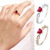 Women Wedding Ring Heart Rhinestone Hollow Out Polished Lightweight Electroplated Prom Party Finger Ring Engagement Ring Lady Finger Jewelry