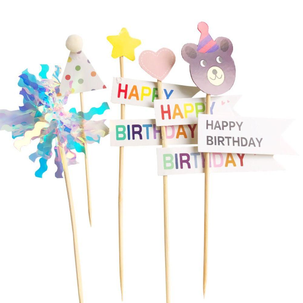 Милый Медведь Украшение для Торта С Днем Рождения Вставка для Торта на День Рождения Принадлежности для Вечеринки