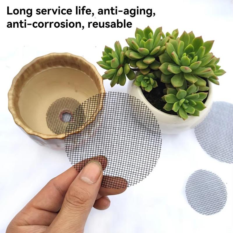Сетка для горшка, сетчатый коврик, круглый дренажный экран для дна горшка, предотвращает потерю почвы, анти-бонсай, садовые инструменты для цветов