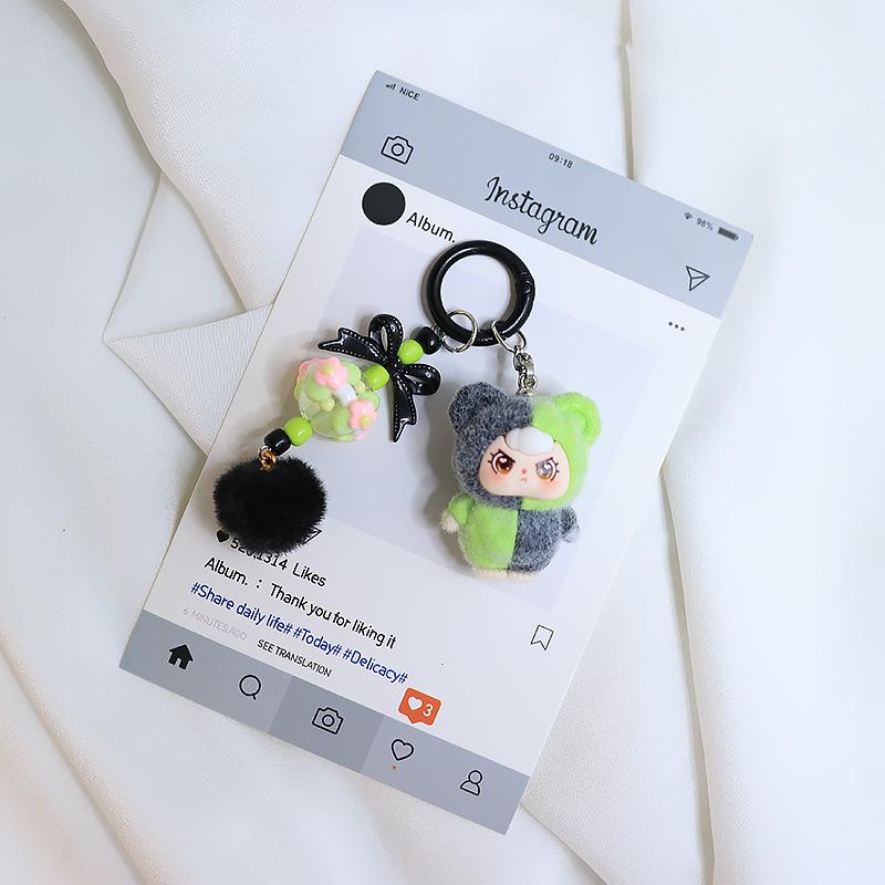 Mini Doll Keychain Cartoon Cute Three-Dimensional Doll Pendant Backpack Decoration Accessories Car Key Ring Gifts